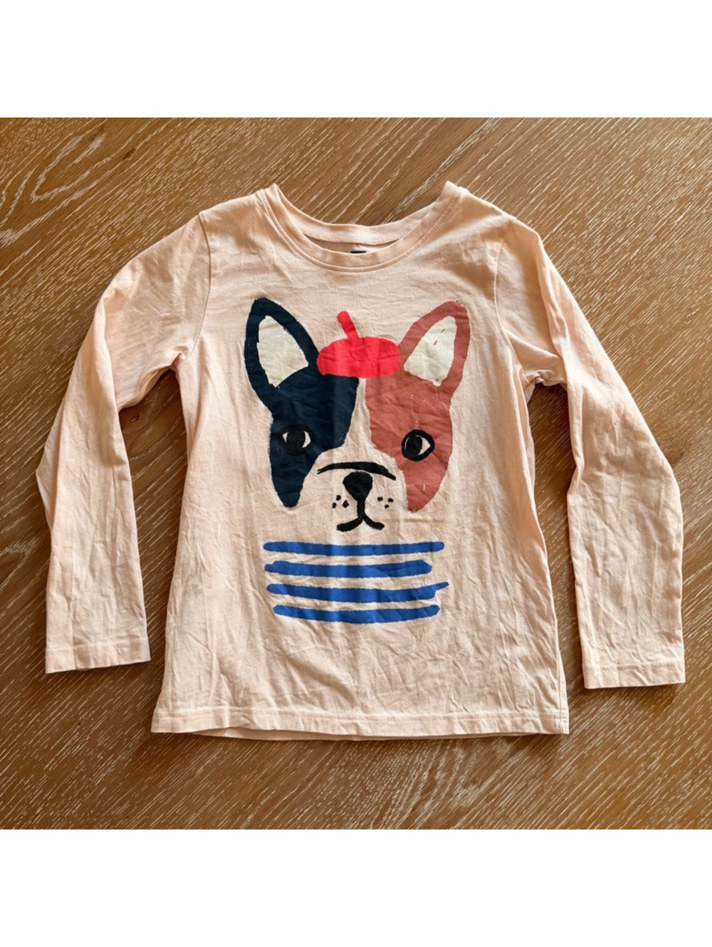 Tea Collection Girls Frenchie Dog Graphic Long Sleeve Shirt Pink Size 5